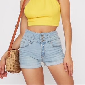 Light-Wash High-Waist Jean Shorts
